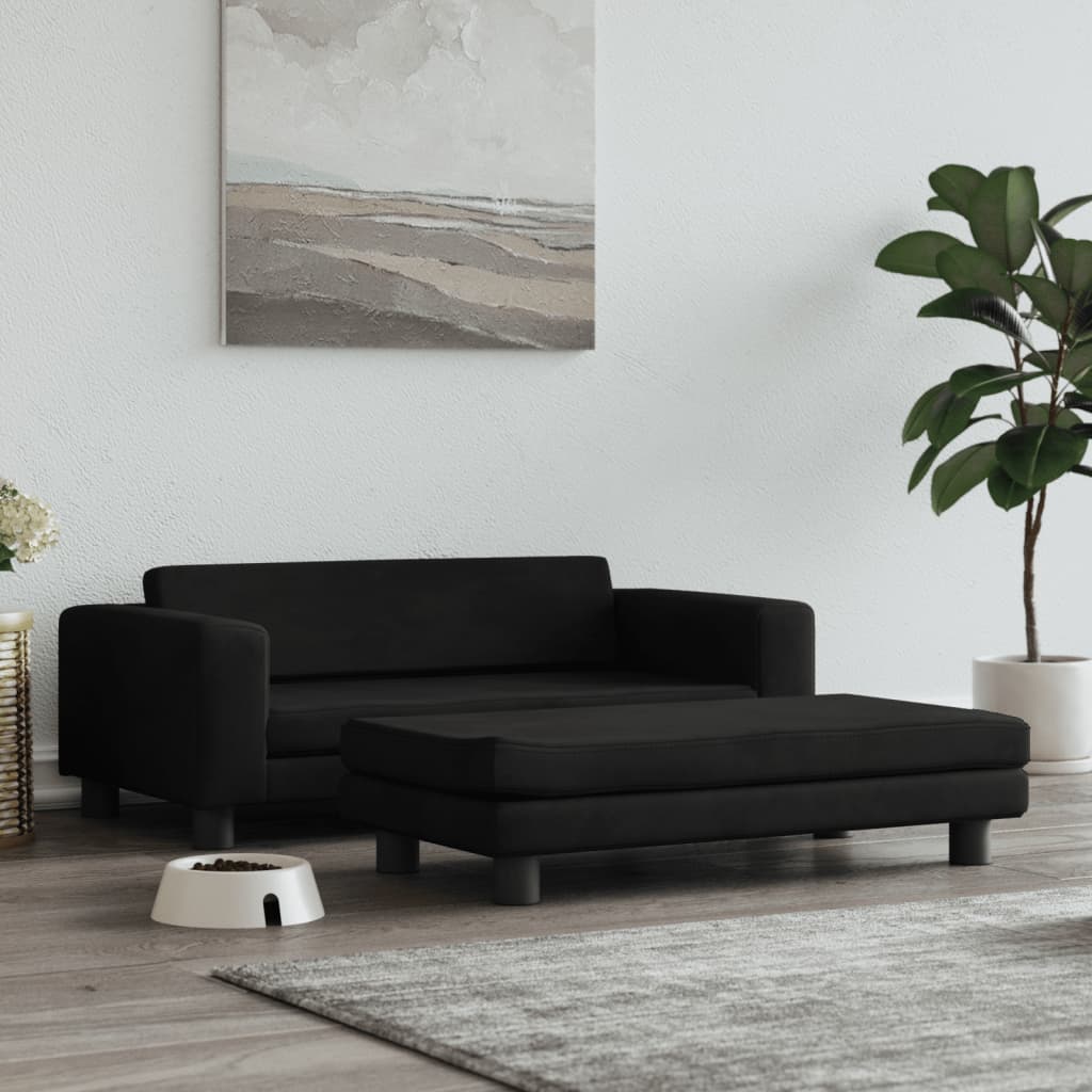 Cama Para Perros Con Extensión Terciopelo Negro 100x50x30 Cm / Vetonek_2