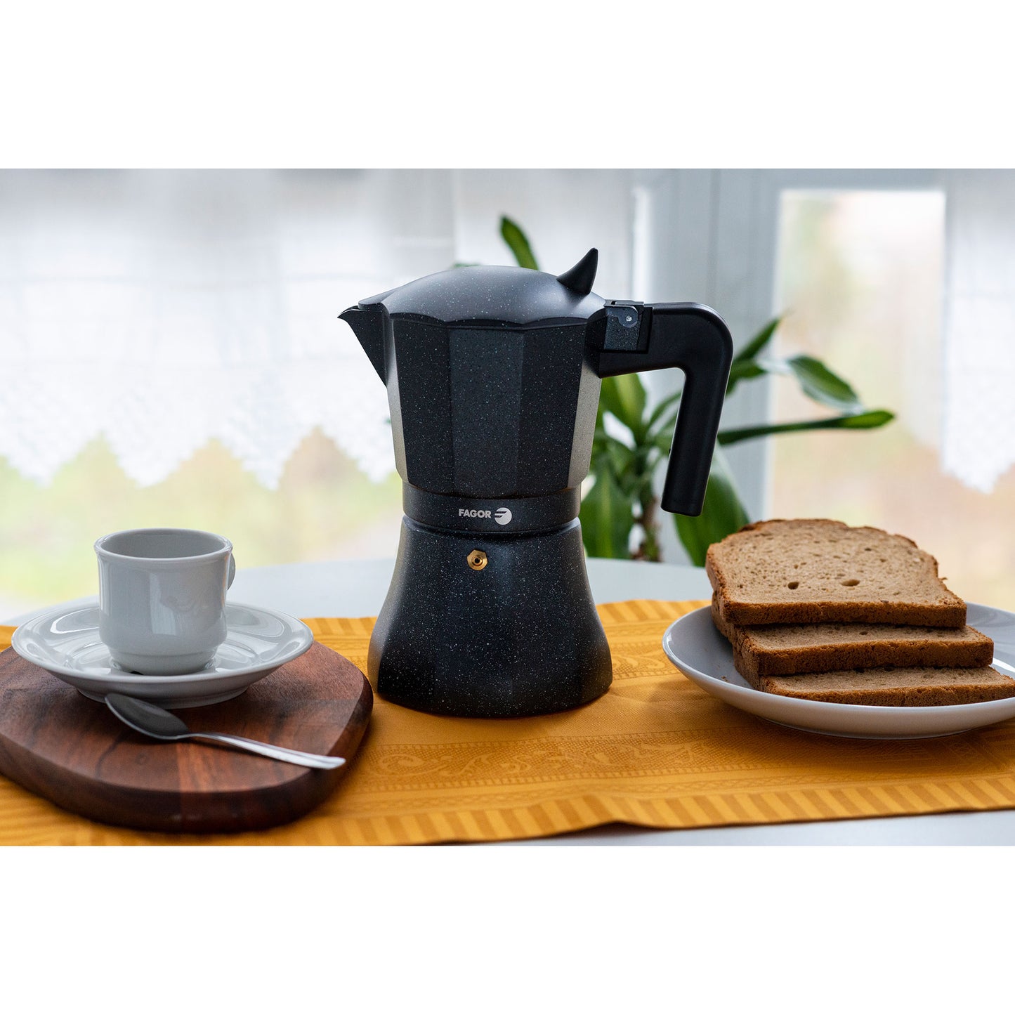 Cafetera Italiana Aluminio 9 Tazas Café, Junta Silicona, Vitrocerámica, Gas, Eléctrica Fagor 81cffgati09 Negro_1
