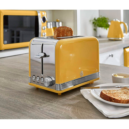 Swan Retro Set Desayuno Hervidor Agua 1,8l,tostadora 2 Rebanadas,microondas Digital 20l,vintage,strp2070yelneu,amarillo_3