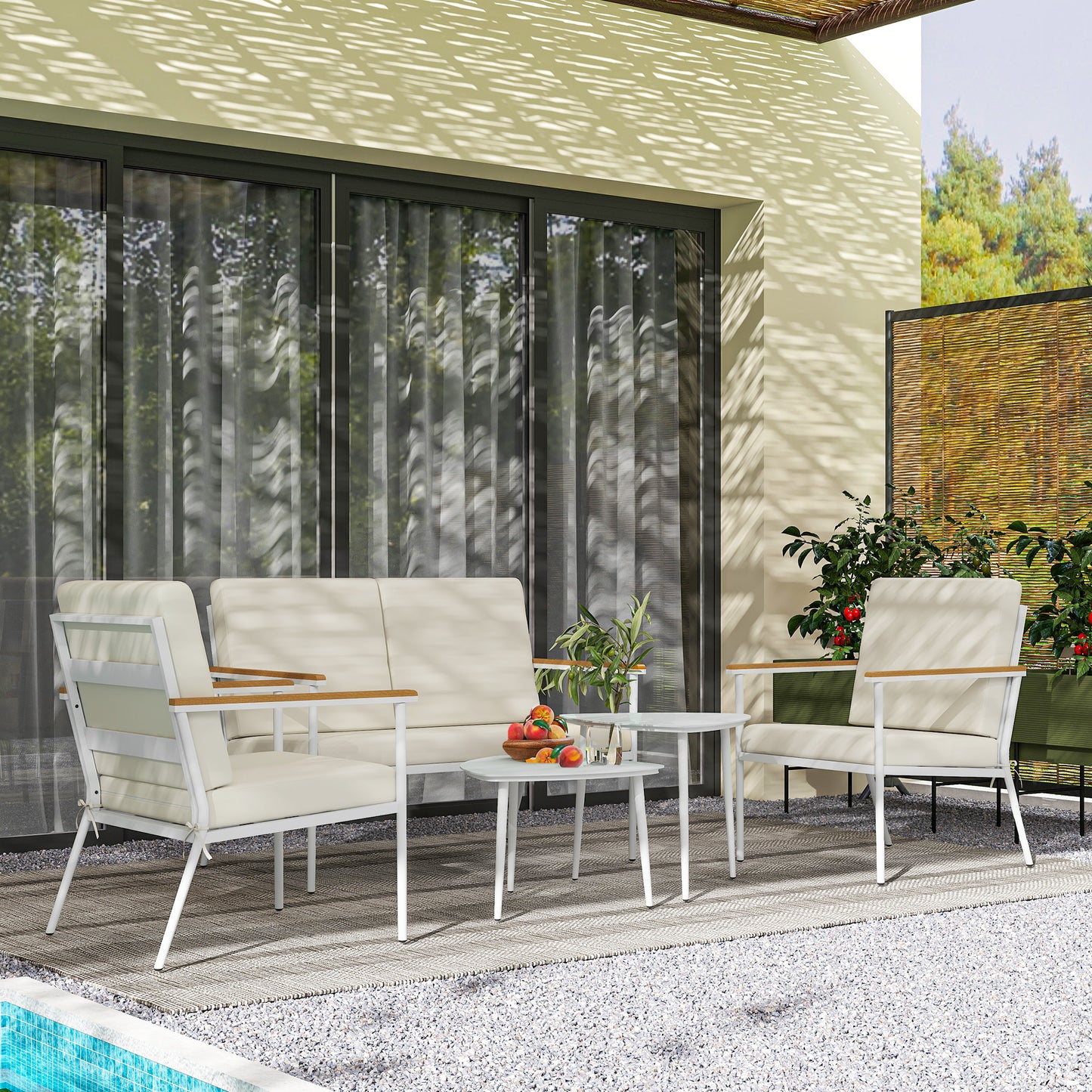 Outsunny Conjunto De Jardín Exterior De 4 Piezas Beige_3