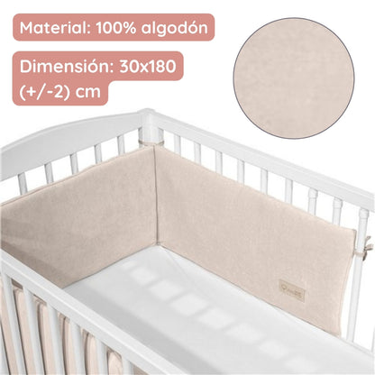 Chichonera Para Cuna 180x30 Velour Algodón Beige_3