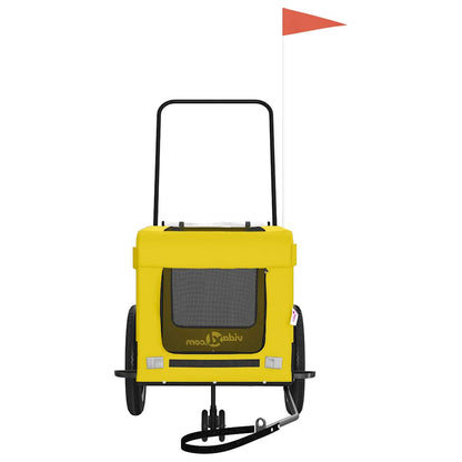 Remolque Bicicleta Mascotas Hierro Tela Oxford Amarillo Negro_4