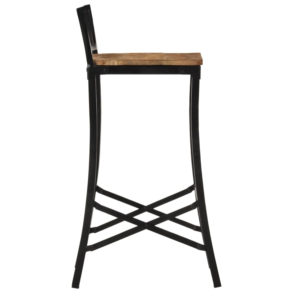 Taburetes Altos 4 Uds Madera Maciza De Mango Rugosa_4