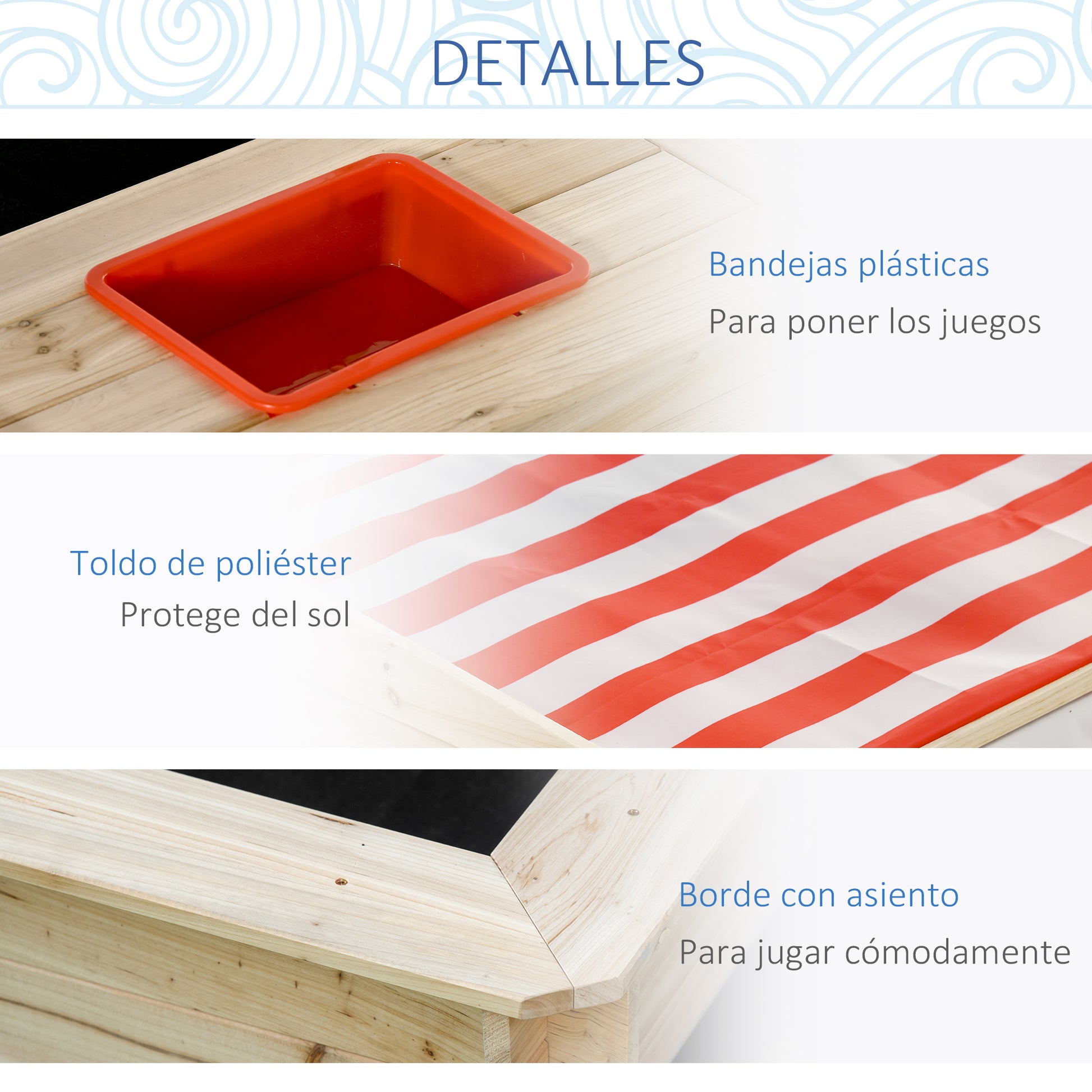 Outsunny Arenero Infantil De Madera Con Techo Inclinable Y Ajustable En Altura_5