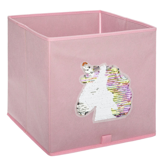 Caja De Almacenamiento Infantil unicornio Lentejuelas Rosa_0