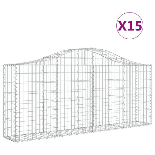 Cestas De Gaviones 15 Uds Forma De Arco Hierro 200x30x80/100 Cm_0