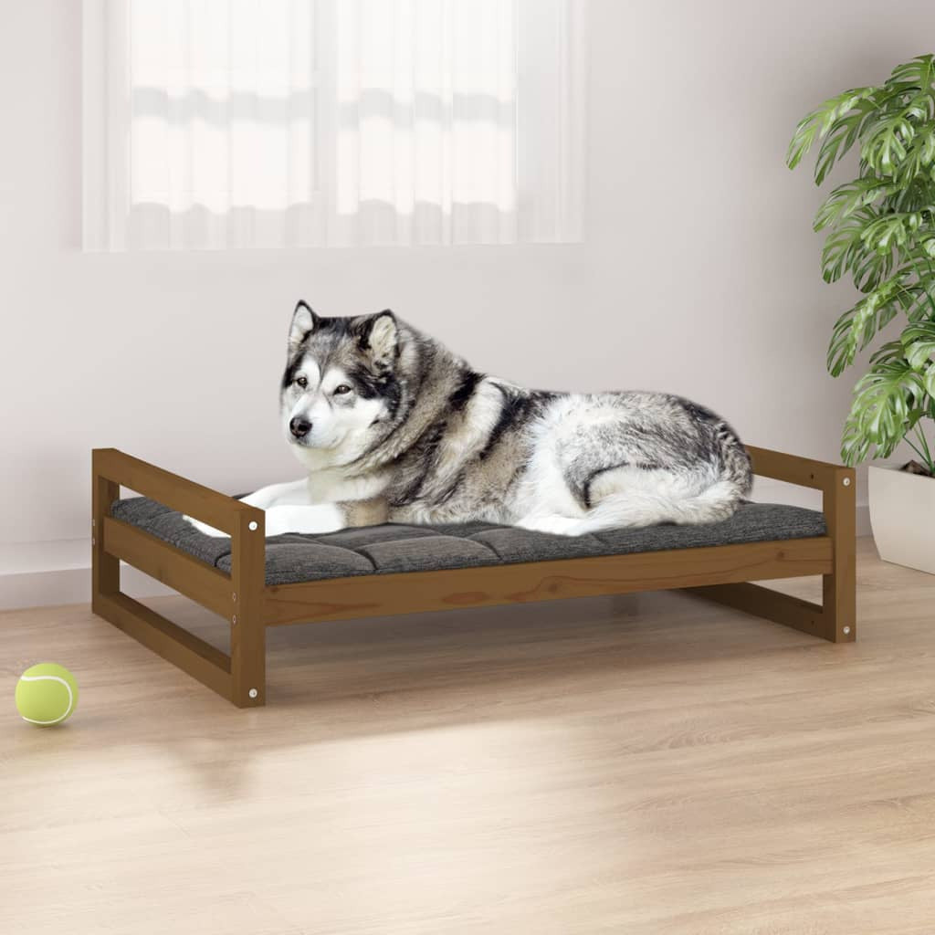 Vidaxl Cama Para Perros Madera De Pino Marrón Miel 105,5x75,5x28 Cm_1