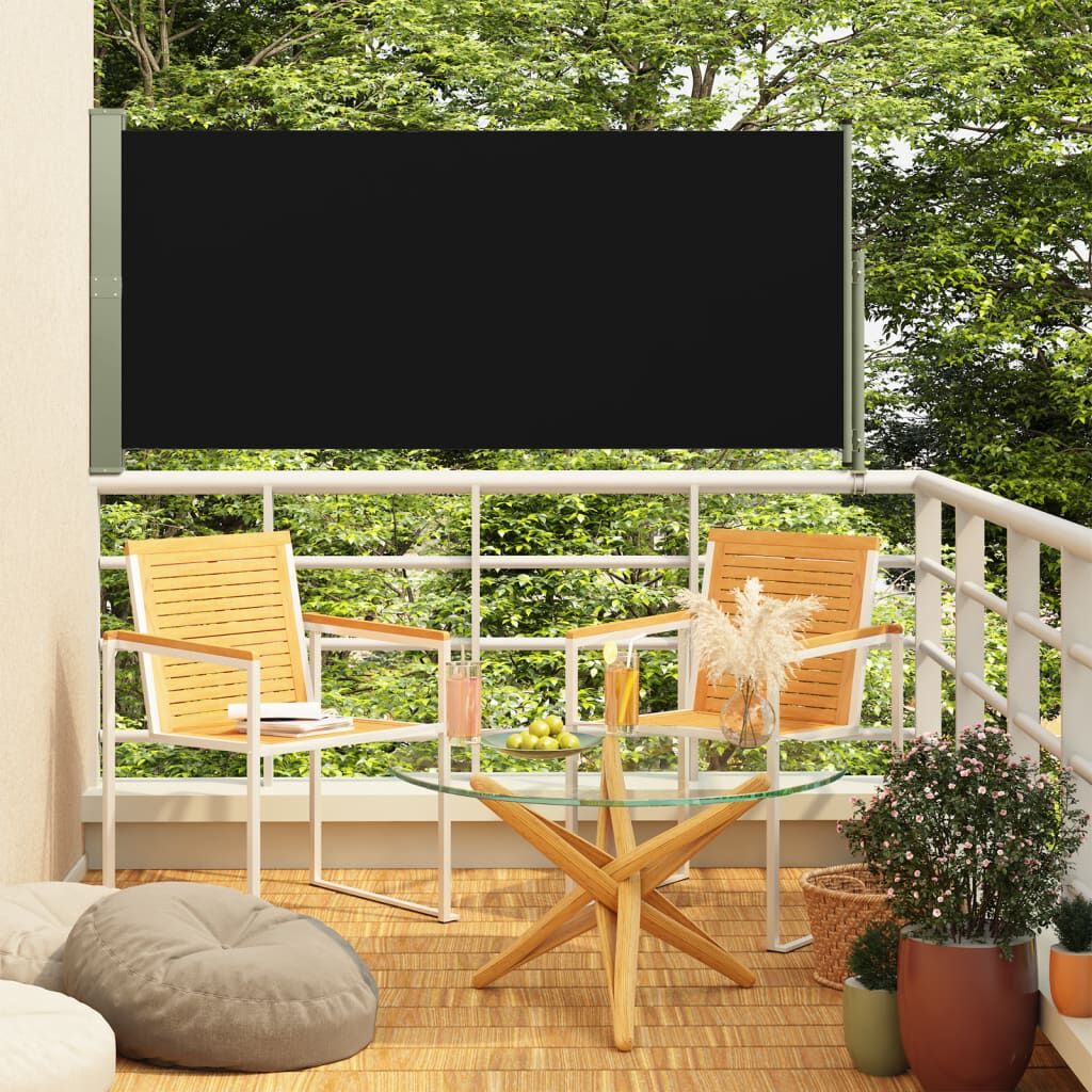Vidaxl Toldo Lateral Retráctil De Jardín Negro 140x300 Cm_1