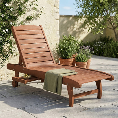 Outsunny Tumbona De Madera Exterior Con 2 Ruedas 1 Cajón Natural_3