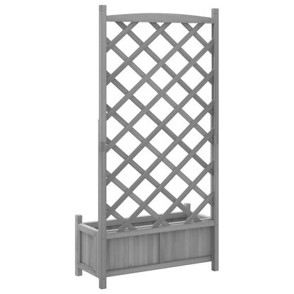 Jardinera Con Enrejado Gris 75x35x150 Cm Madera Maciza De Abeto_5