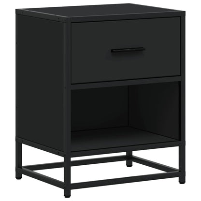 Mesita De Noche Madera Ingeniería Negro 40x31x50 Cm_0