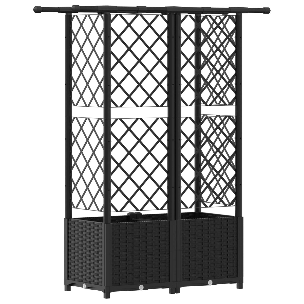 Cama Elevada Con Trellis Y Techo Negro 124 X 40 X 136 Cm Pp_4