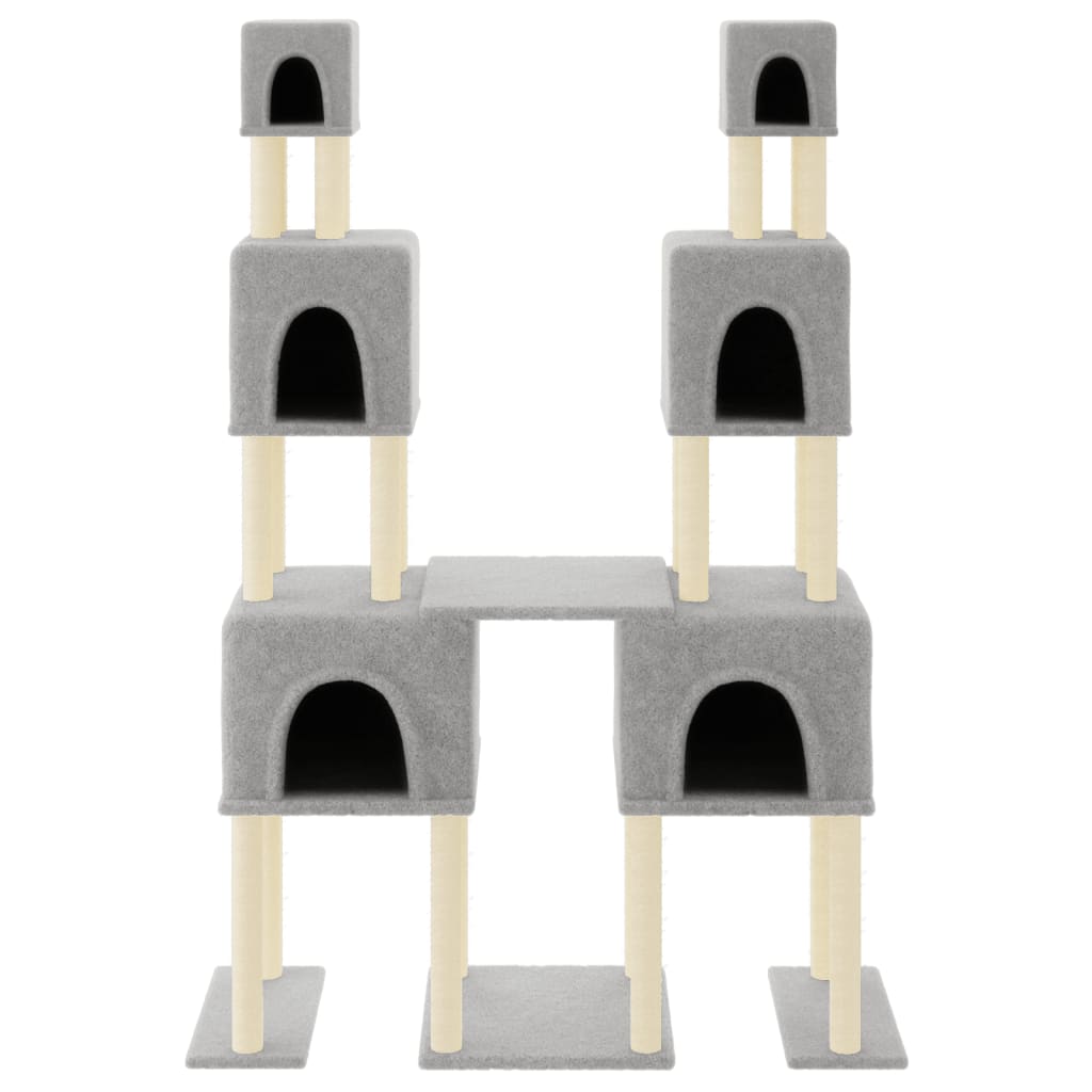 Rascador Para Gatos Con Postes De Sisal Gris Claro 199 Cm_2