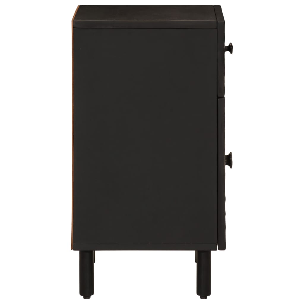 Mesita De Noche Madera Maciza De Mango Negra 50x33x60 Cm_2