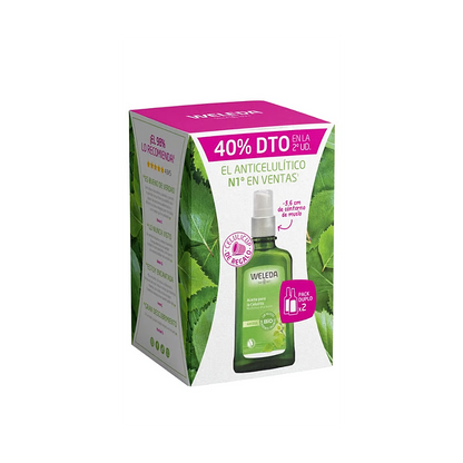 Óleo anticelulítico de bétula duplo 2x100 ml + oferta Celulicup Weleda