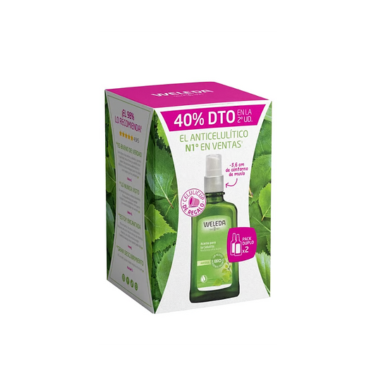 Óleo anticelulítico de bétula duplo 2x100 ml + oferta Celulicup Weleda