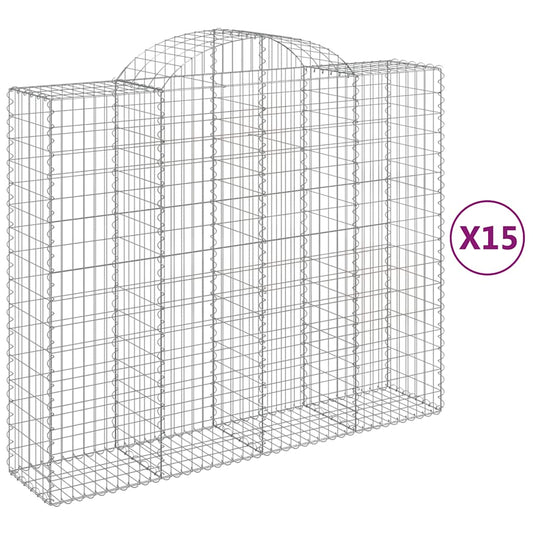 Cestas Gaviones 15 Uds Forma De Arco Hierro 200x50x160/180 Cm_0