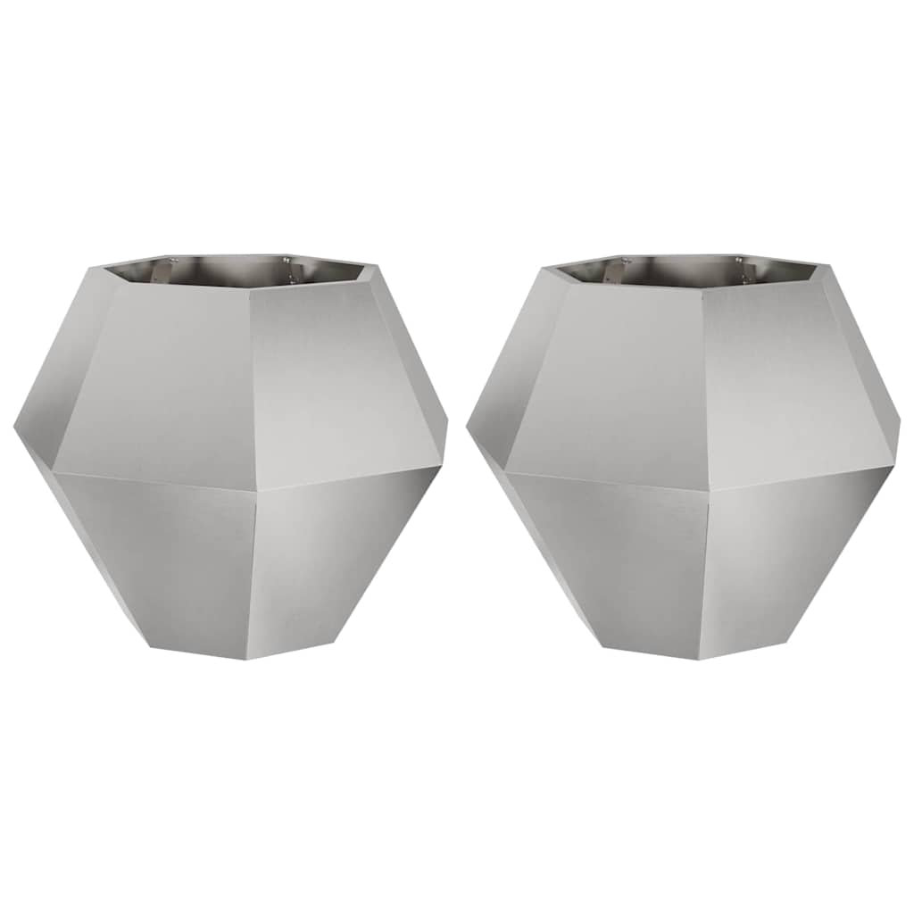 Jardinera 2 Uds. Plateado 75 X 75 X 60 Cm Acero Inoxidable_0