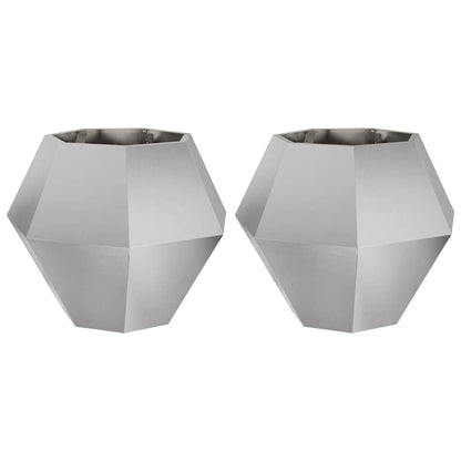Jardinera 2 Uds. Plateado 75 X 75 X 60 Cm Acero Inoxidable_0