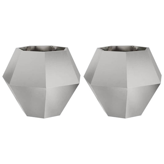 Jardinera 2 Uds. Plateado 75 X 75 X 60 Cm Acero Inoxidable_0