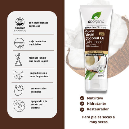 Loção Corporal de Óleo de Coco Dr. Organic 200ml