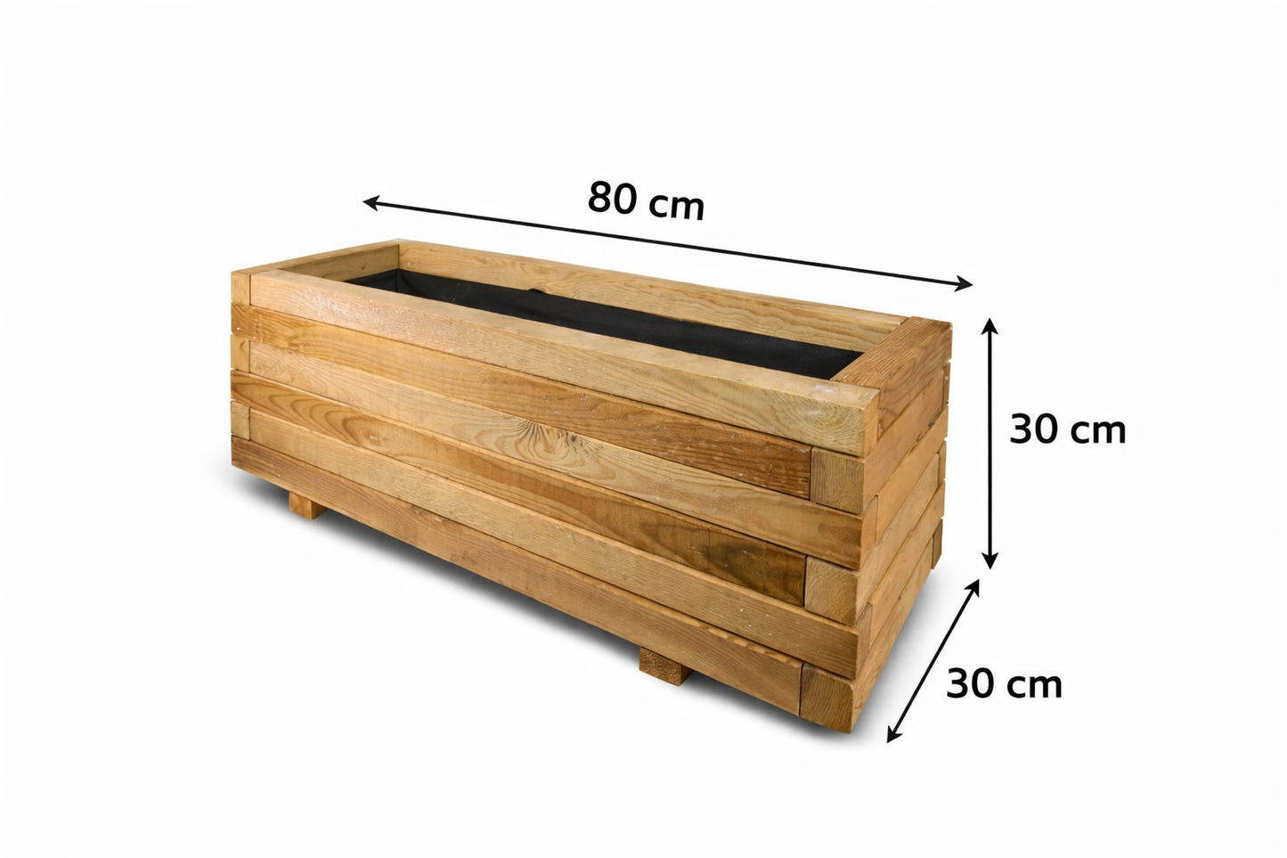 Jardinera Rectangular De Madera De Pino Tratada Exterior 80x30x30 Cm Marrón 45 L_5
