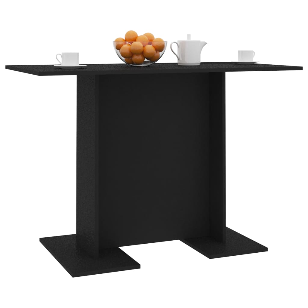 Mesa De Comedor De Madera Contrachapada Negro 110x60x75 Cm_3