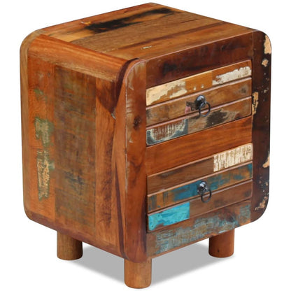 Mesita De Noche De Madera Maciza Reciclada 43x33x51 Cm_0