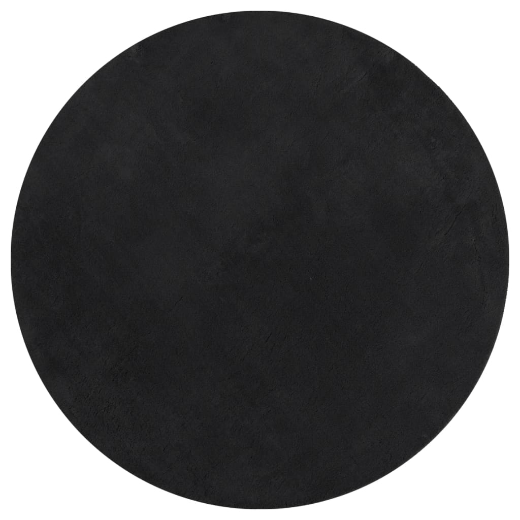 Alfombra De Pelo Corto Suave Lavable Huarte Negro Ø 120 Cm / Vetonek_0