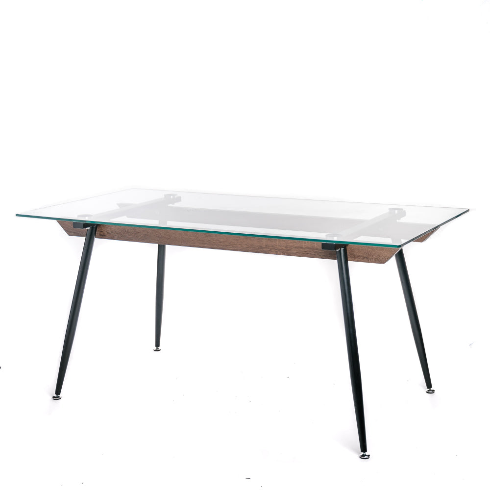 Mesa Comedor Salón Estructura Metal Y Madera Tapa Cristal 6 Personas Industrial Vintage 160x80xh75_1