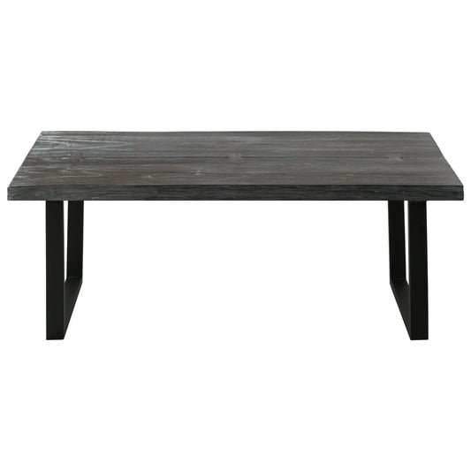 Mesa De Centro De Madera Maciza De Mindi Gris 102x56x41 Cm_0