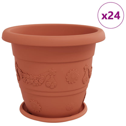 Macetas 24 Uds. Rojo Ladrillo Ø 39 X 32 Cm Plástico_0