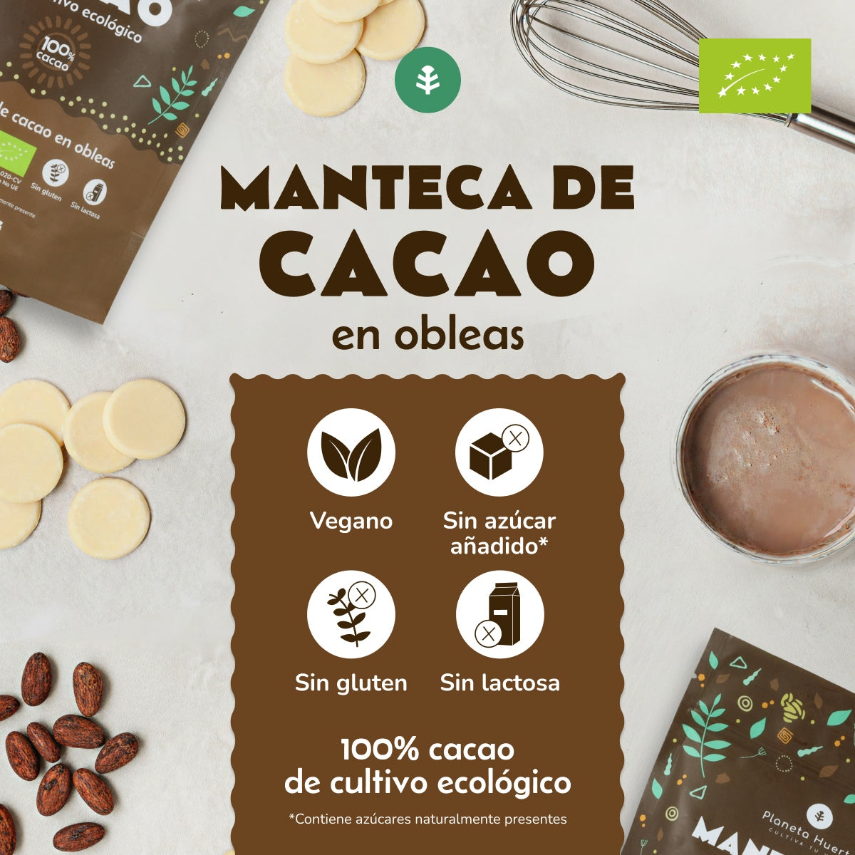 Manteiga de cacau em bolachas ECO Planeta Huerto 250 g