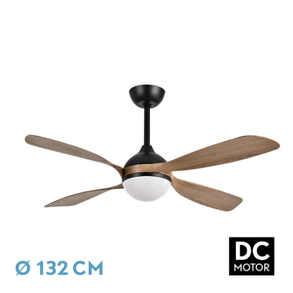 Ventilador Dc Livorno 30w 3250lm Negro/roble 132d 4aspas 3000k,4500k,6000k, Remoto+ Temporizador+ Memoria_0