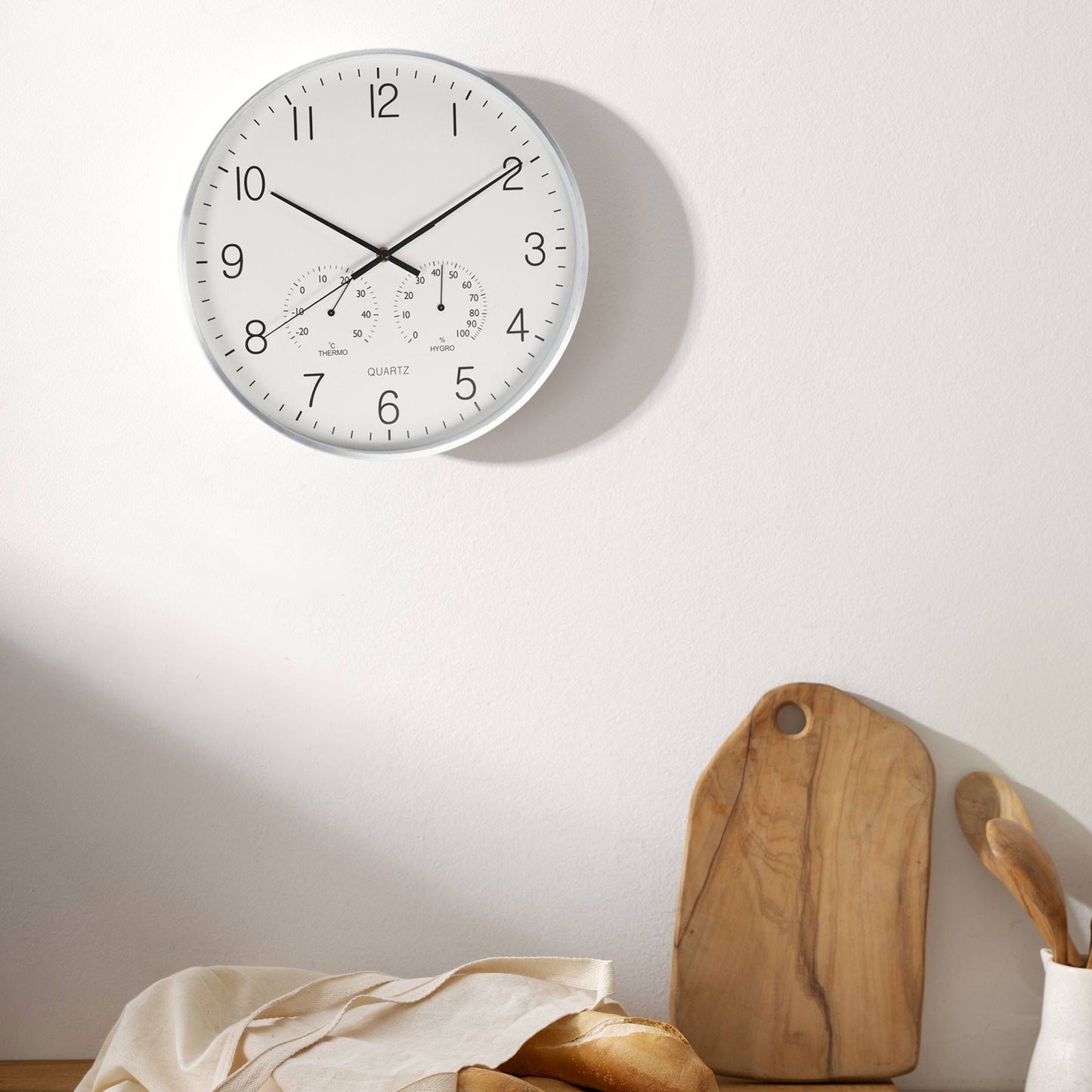Well Home Reloj De Pared De Diseño Moderno Con Termómetro E Higrómetro Ø38cm_3