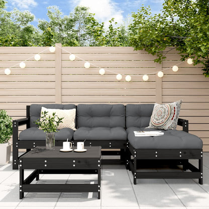 Vidaxl Juego De Sofás De Jardín 5 Piezas Madera Maciza De Pino Negro_1