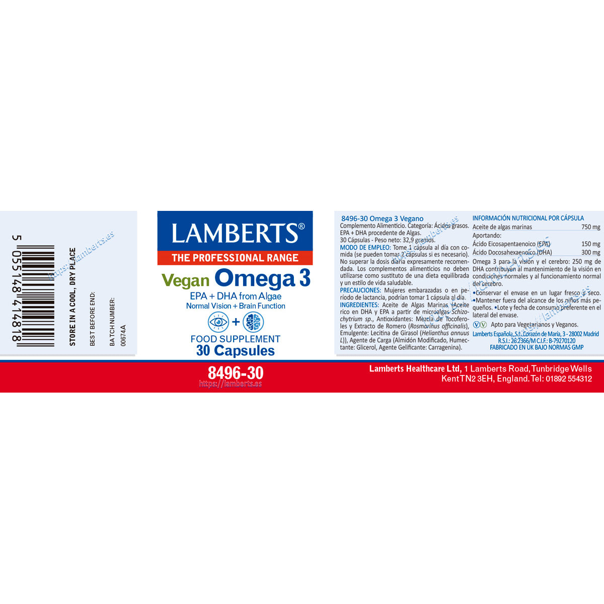 Ómega 3 Vegan – 30 Cápsulas, Lamberts