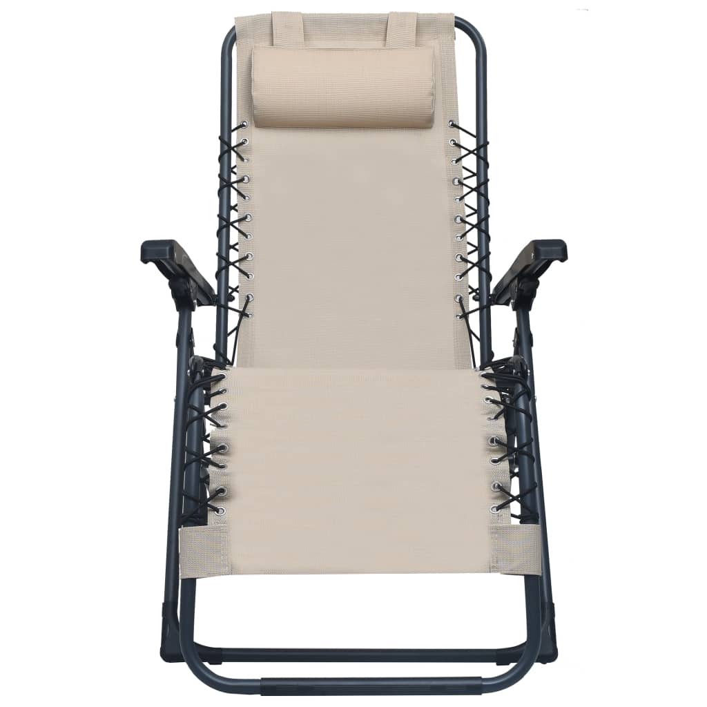 Tumbona Plegable De Textilene Color Crema_1