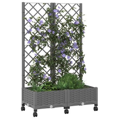Jardinera Con Enrejado Y Ruedas Gris Claro 80 X 40 X 131,5 Cm_2