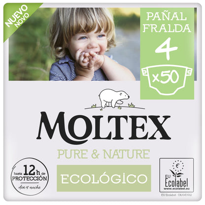 Fraldas Moltex Pure &amp; Nature T4 (9-15 kg), 50 unidades