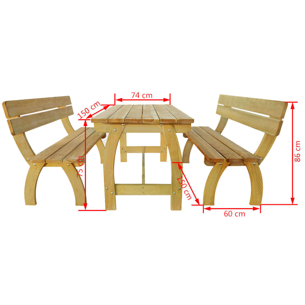 Vidaxl Mesa De Jardín Con 2 Bancos Madera De Pino Impregnada_3