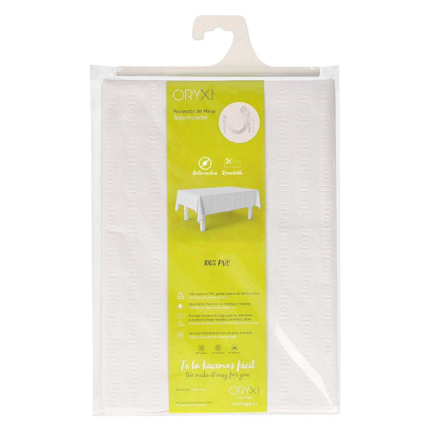 Mantel Hule Muleton Rectangular Blanco Impermeable Antimanchas Pvc 140x250 Cm.  Recortable Uso Interior Y Exterior_2