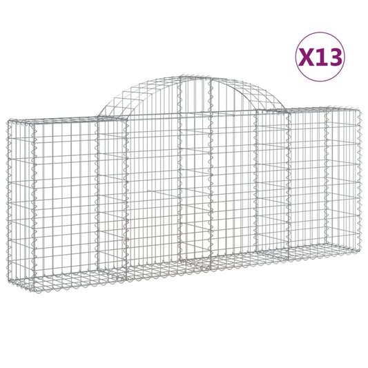 Cestas De Gaviones 13 Uds Forma De Arco Hierro 200x30x80/100 Cm_0