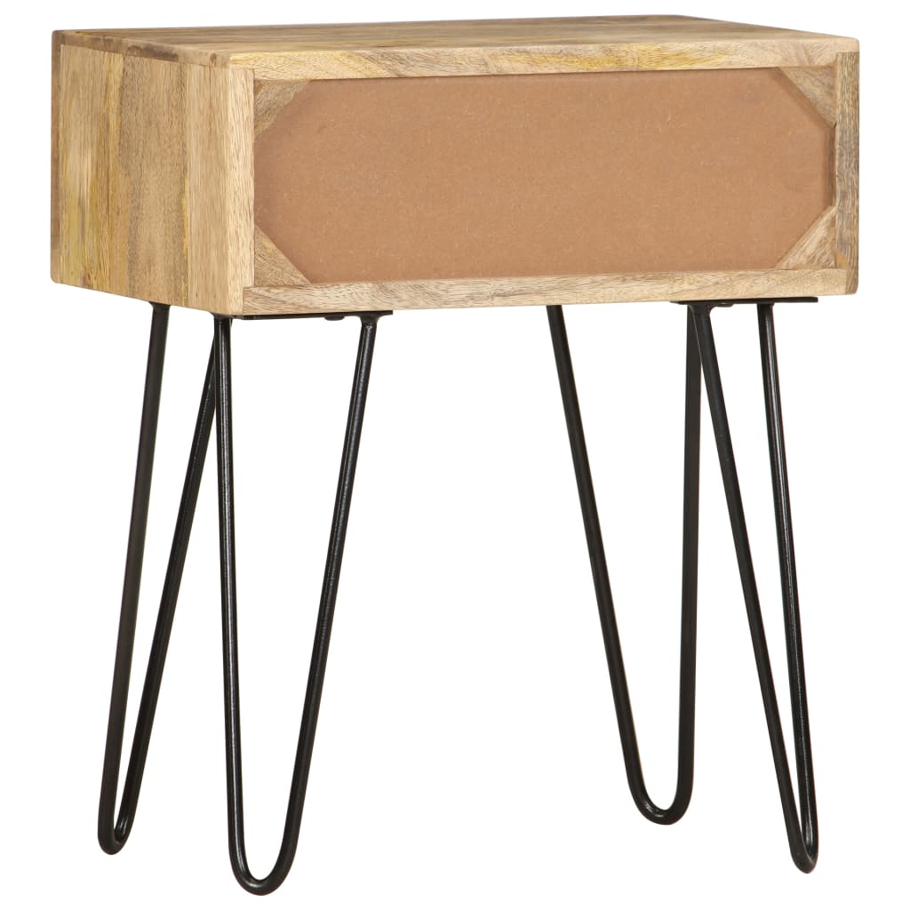Mesita De Noche De Madera Maciza De Mango 40x30x50 Cm_3