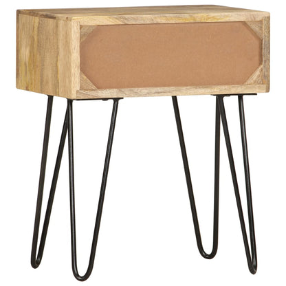 Mesita De Noche De Madera Maciza De Mango 40x30x50 Cm_3