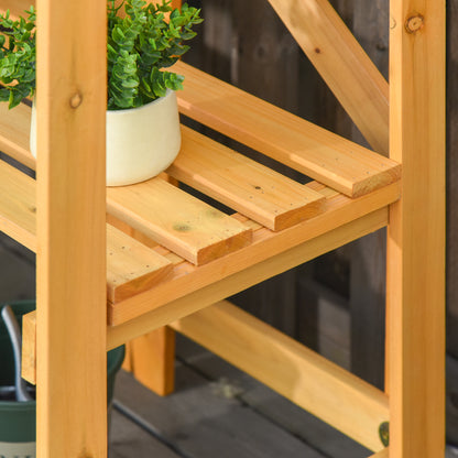 Outsunny Mesa De Plantación Plegable De Madera Con Placa De Zinc Y Estante_3