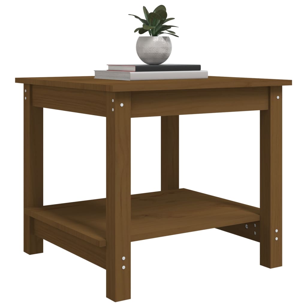 Mesa De Centro Madera Maciza De Pino Marrón Miel 50x50x45 Cm_2