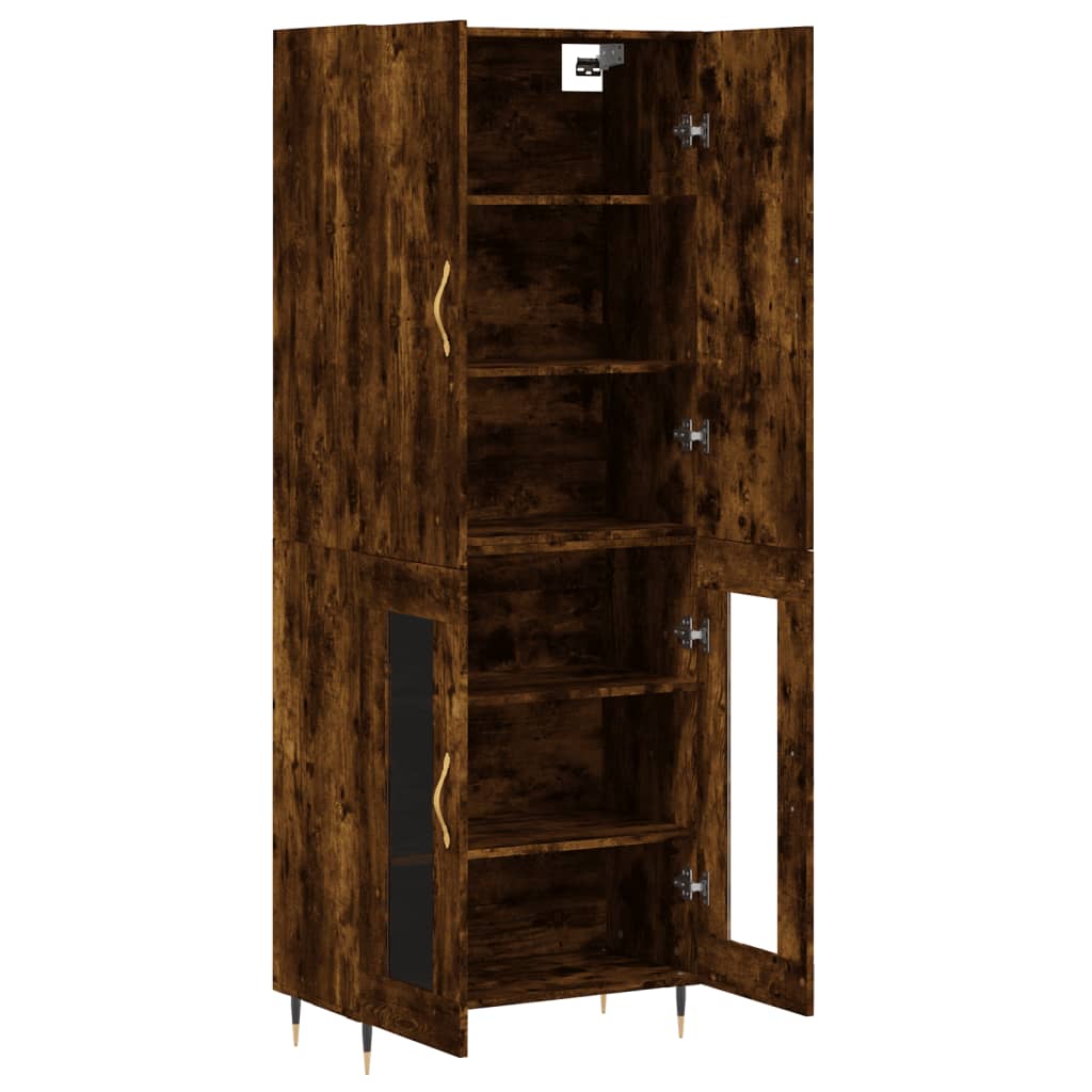 Aparador Alto Madera Contrachapada Roble Ahumado 69,5x34x180 Cm_3