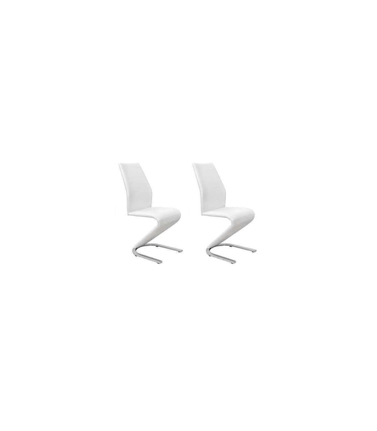 Pack De 2 Sillas Unique Tapizadas En Tejido Pu Blanco, 100cm(alto) 43cm(ancho) 62cm(largo)_0