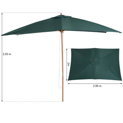 Outsunny Sombrilla Parasol 3x2x2,55m Jardín Terraza Poliéster 180g/m² Y Madera_2